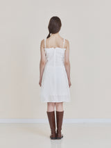 Lace frill midi dress (Ivory)