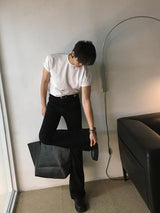 [A-T0163] ラインマッスル半袖Tシャツ (2色)