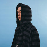 Striped knit balaclava muffler / Black charcoal