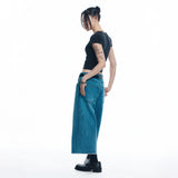 カットオフカプリデニムパンツ- MEDIUM BLUE