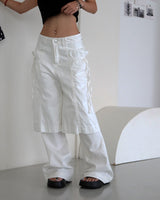 Two-block layered string wide pants