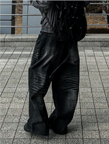 オファードワイドディテールのデニムパンツ