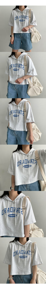 リトルクロップドパーカー半袖Tシャツ