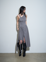 【MADE】カットアウトラップドレス グレー