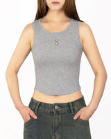 W Chest Logo Crop Short Sleeve GRAY
