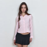 C ROSE BUTTON FRILL BLOUSE_PINK