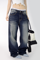 (UNISEX)フォールブルーデニムパンツ