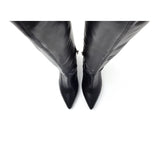 Back Lace-Up Thigh High Boots Heel(Black)