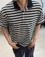 Terran Stripe Crop Collar Tee