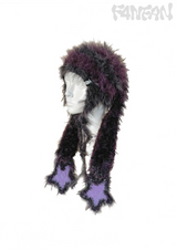  Extra-Long Floppy Bunny Ear Crochet Hat with Dangling Star Charms（blue/dark purple