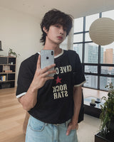 ロクドン スター レタリング リンガー Tシャツ