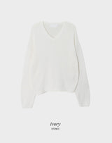 Again Basic Cotton Loose Fit V-neck Knit (5color)