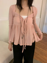 Rozy Babydoll Flare Ribbed Long Sleeve Tee