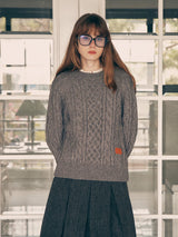 ROUND CABLE LABEL KNIT GRAY