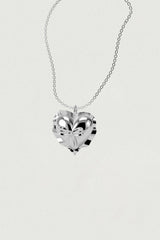 [925SILVER] クッションハートリボンネックレス