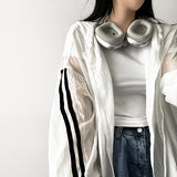 Naad Gauze Wang Boxy Two-Line Track String Hooded Zip-Up Jumper