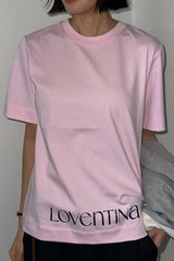 マルチプリンティングTシャツ_ピンク