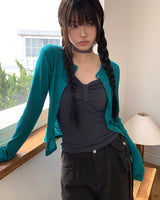 ペンジョリブラウンドロングスリーブカーディガン