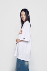 24FW HOSHI X ADLV TIGER FIGURE SHORT SLEEVE T-SHIRT WHITE