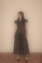 TWINKLE TWEED PUFF JACKET BLOUSE IN BLACK