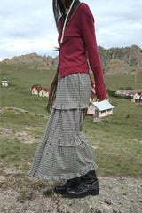 Nadine Check Frill Skirt (2color)