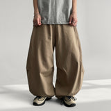 Low Banding Side Tuck Incision Cotton Wide Balloon Pants