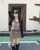 ポアタレスフリルロングビスチェops