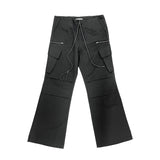スチールジッパー カーゴコットン ロングワイドワークパンツ (4 colors)