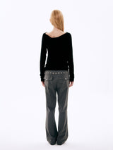  Eyelet Bootcut Pants_Charcoal