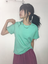 チビ カラー ベーシック セミクロップ 半袖Tシャツ