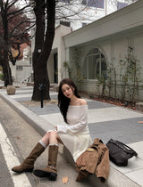 Romantic Warm Off Shoulder Raglan T-Shirt (4color)