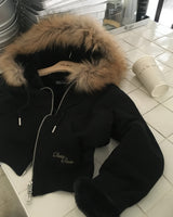 [ORIGINAL] POE Fur Hood 2-Way Zip-Up Hoodie