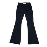 Black stitch boots cut pants