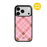 【MADE】ウォームピンクチェックiPhoneケース [Glossy Glass/Magsafe]
