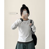 Shea color matching layered slim long sleeve tee