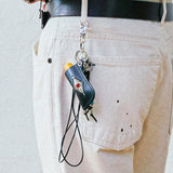 turquoise leather cord beads necklace & lighter case black