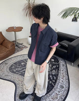 ケアツーポケットクロップチェックシャツ