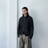 Dark Plaid Two-Way Zip Shirt