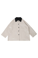 Eco Leather Half Jacket (Ivory)