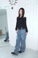 Layered halter neck off-shoulder sweatshirt set