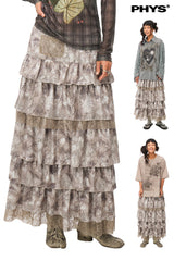 Crushed textured lace panelled snake print cake dress
