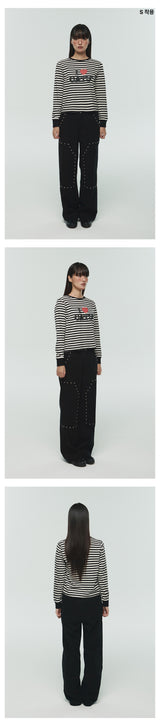 I LOVE CATS STRIPE SLIM LONG SLEEVE