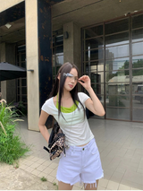 Olive Inner Halterneck Layered Short Sleeve T-shirt