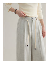 High-waisted straight wide slacks