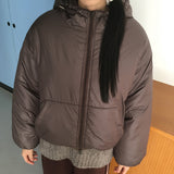Linec Glossy Short Hooded Padded Jacket