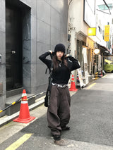 ユニセックスカミヤビンテージスターリベットワイドデニムパンツ