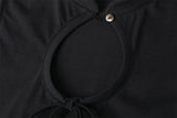Ribbon hole top - black