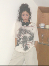 プリンテッドラウンドネックルーズ半袖Tシャツ