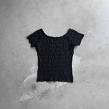 Ripple Wrinkle Boat Neck Tee