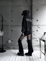 back cubic semi-crop hooded zip-up